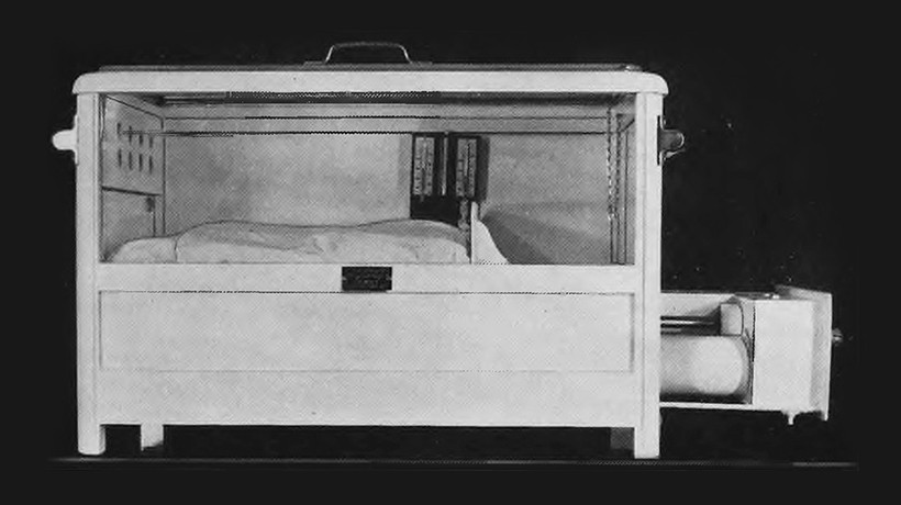 Black and whit image of incubator