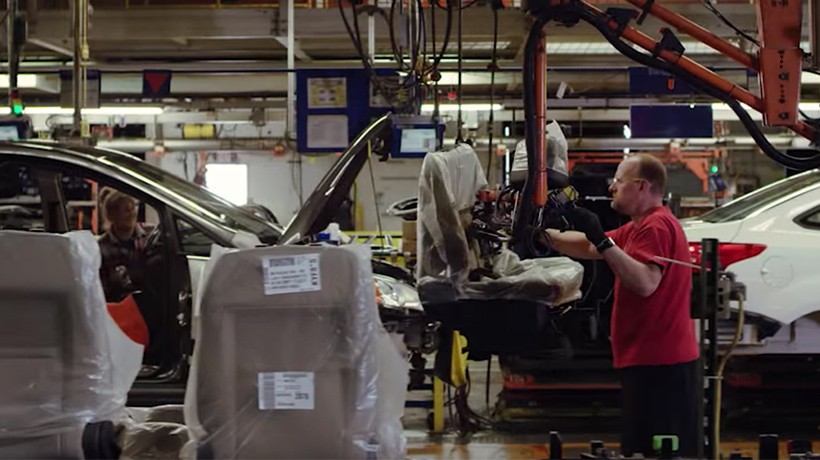 Man working on a foam chair