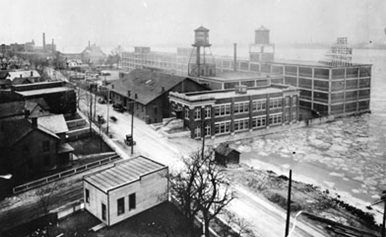 Black and white photo of Walkerville plant