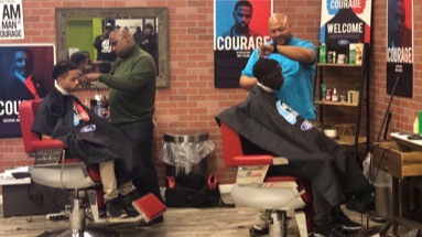 Men of Courage Leadership in a hair salon