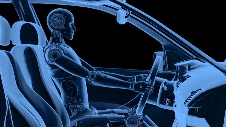 X-ray image of a crash test dummy in a car