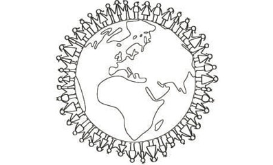 people holding hands around the world coloring page