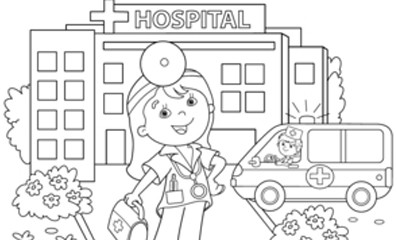 Health care worker coloring sheet